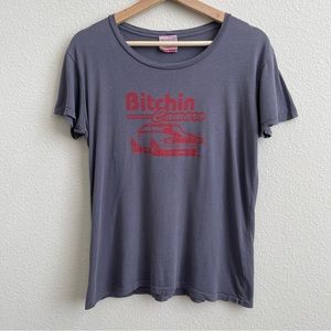 PALMER CASH Vintage Dark Grey Red Bi**hin Camaro Retro Short Sleeve Graphic Tee